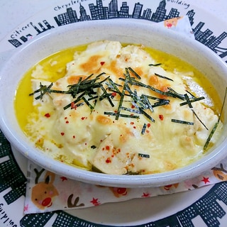 豆腐のチーズ焼き（アヒージョ風）